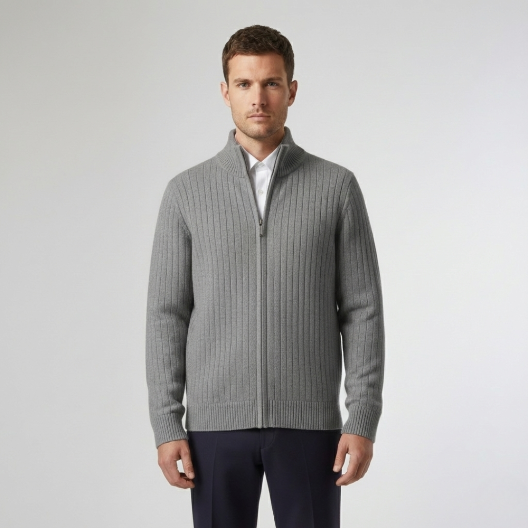 Merino-Strickjacke mit durchgehendem Reißverschluss