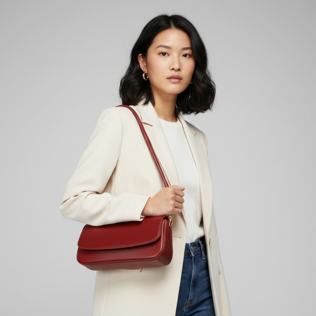 Premium Schultertasche aus echtem Leder