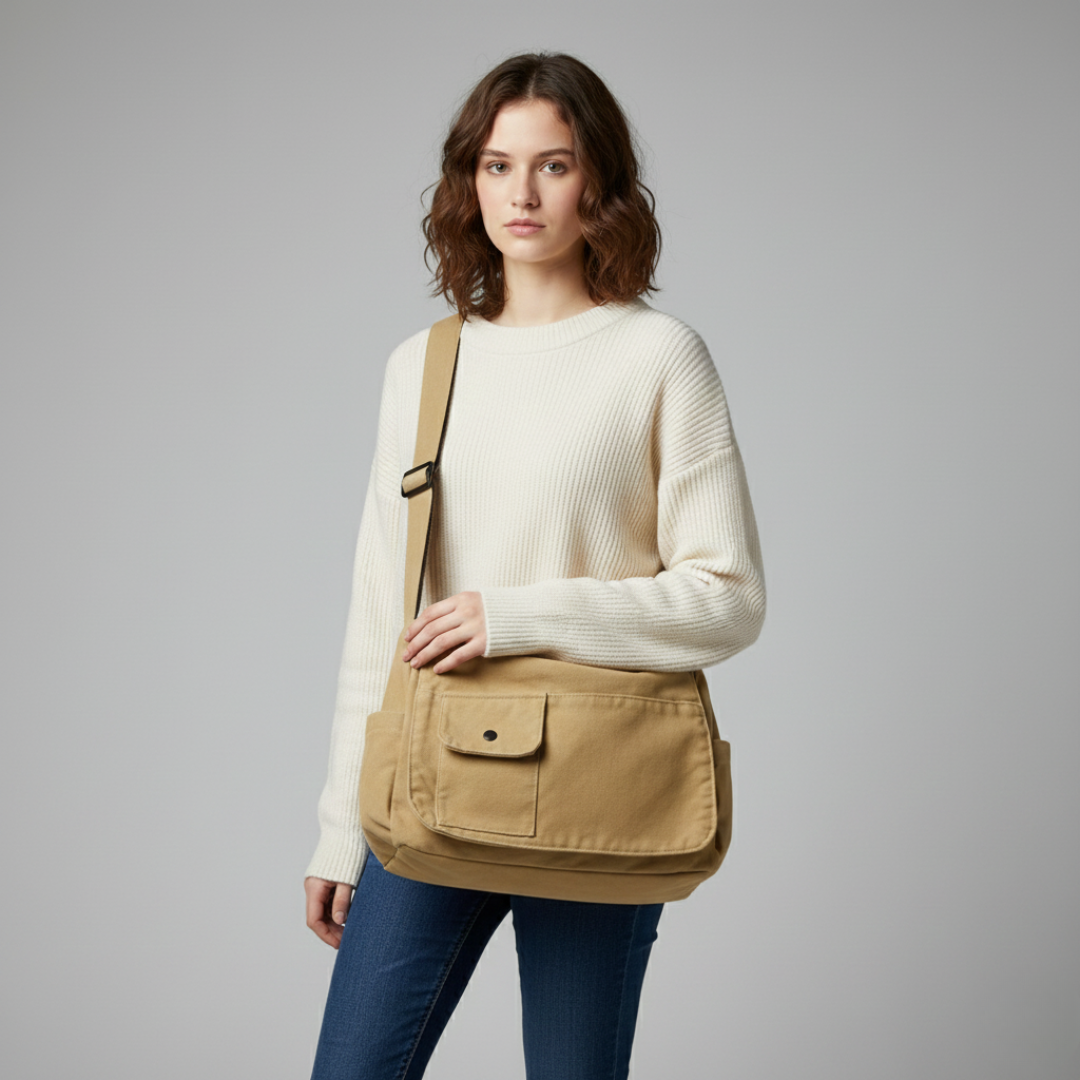 Große Canvas Messenger Tasche