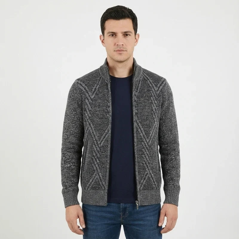 Strickcardigan mit durchgehendem Reißverschluss