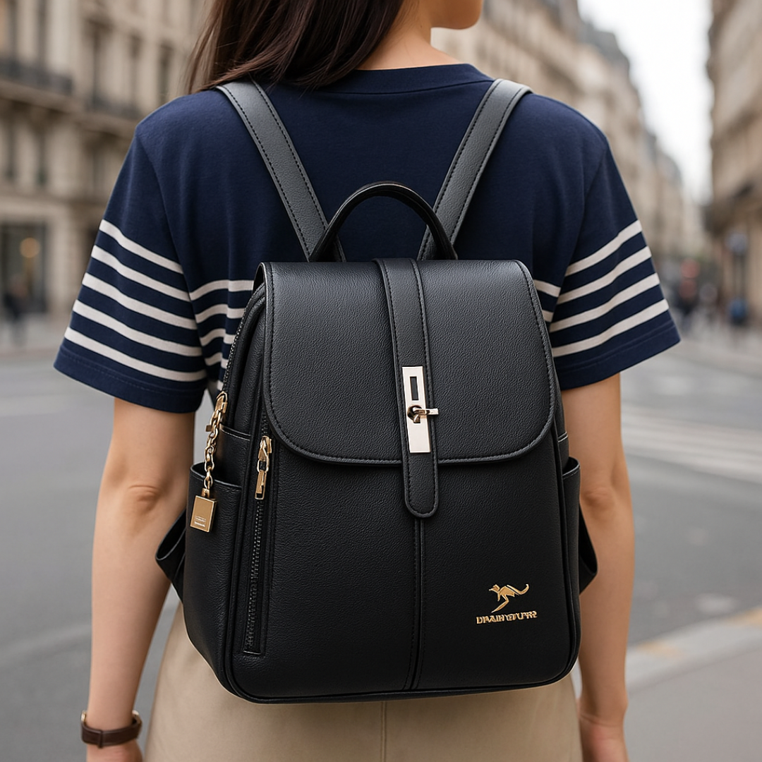 Leder Taschen Rucksack für Damen mit Schloss & Fächern – ClassicCharm Backpack