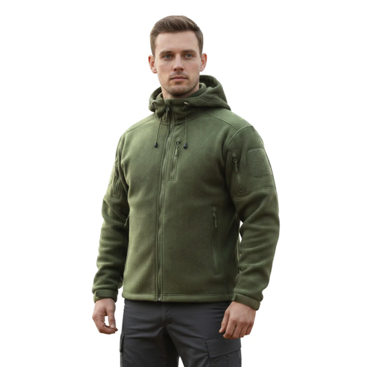 Winddichte Herren-Fleecejacke mit Kapuze – Warme Outdoor-Softshell