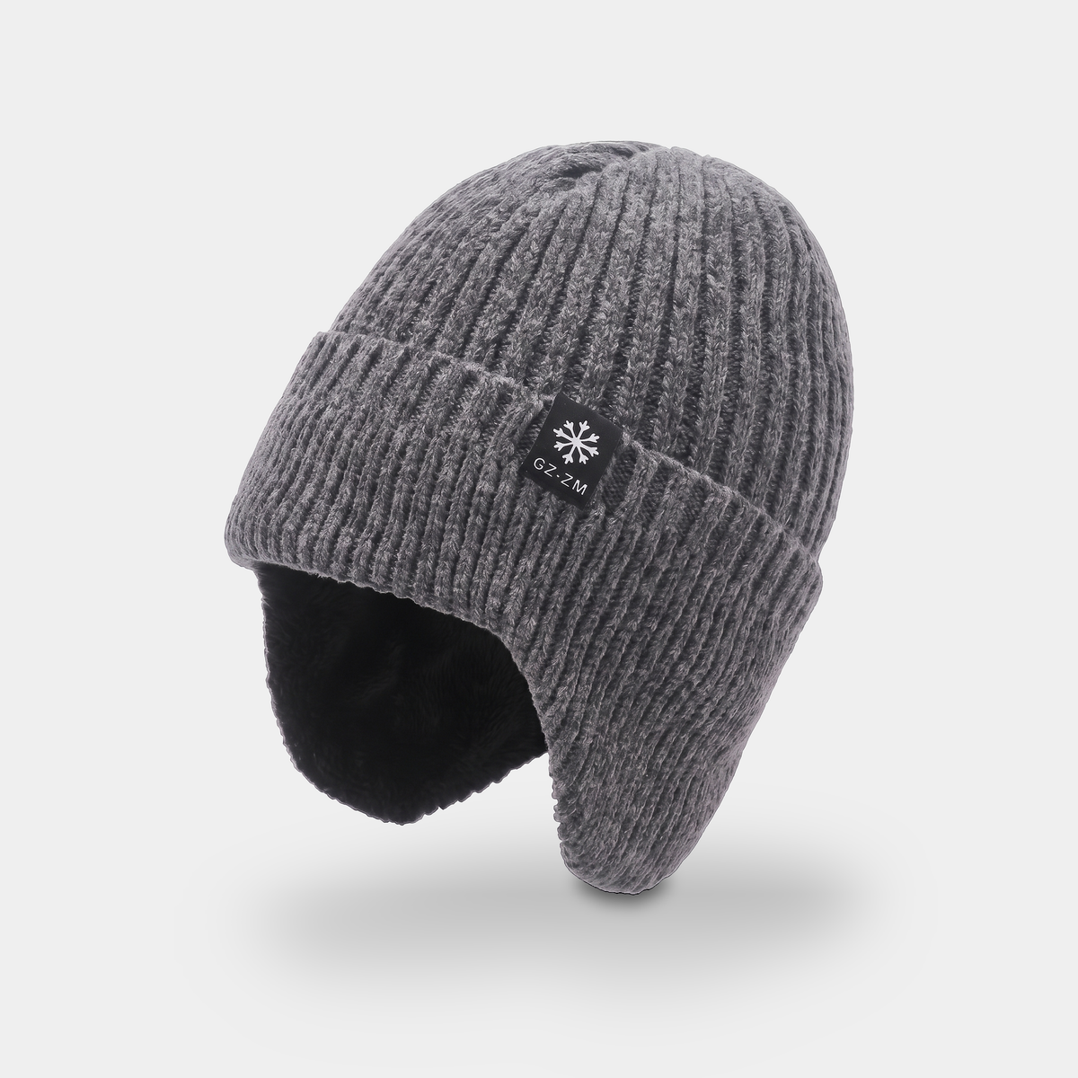 Herren Beanie mit Ohrenklappen – Fleece gefüttert, wollig, winterfest