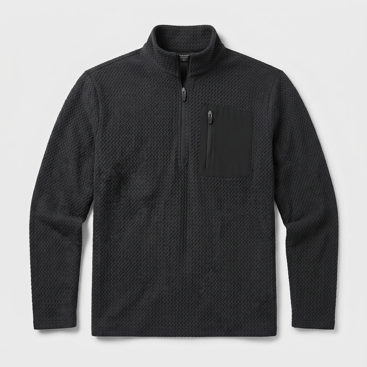 Herren Quarter-Zip-Pullover – strukturierter Fleece-Midlayer mit Brusttasche