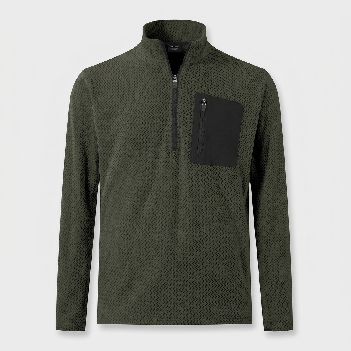 Herren Quarter-Zip-Pullover – strukturierter Fleece-Midlayer mit Brusttasche