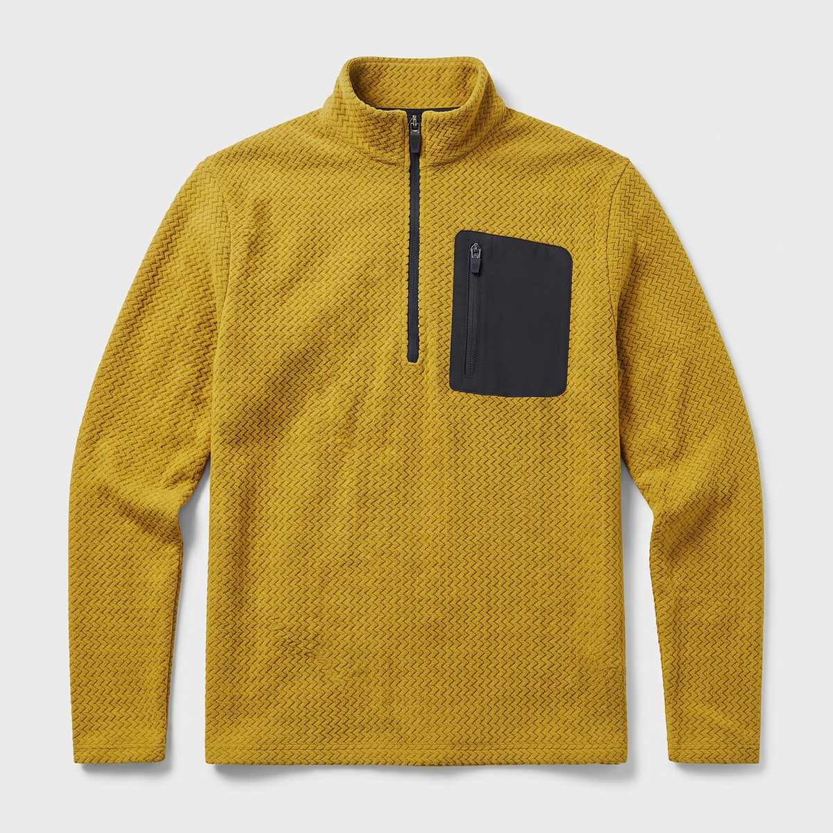 Herren Quarter-Zip-Pullover – strukturierter Fleece-Midlayer mit Brusttasche