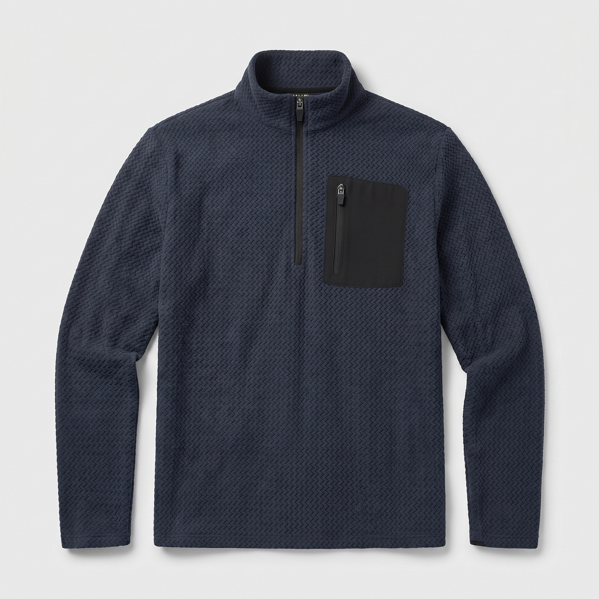 Herren Quarter-Zip-Pullover – strukturierter Fleece-Midlayer mit Brusttasche