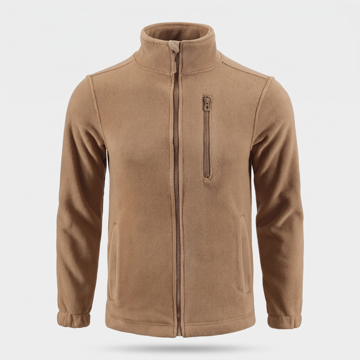 Herren Camo-Fleecejacke – durchgehender Reißverschluss, Stehkragen