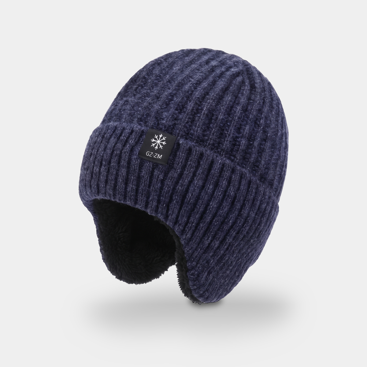 Herren Beanie mit Ohrenklappen – Fleece gefüttert, wollig, winterfest