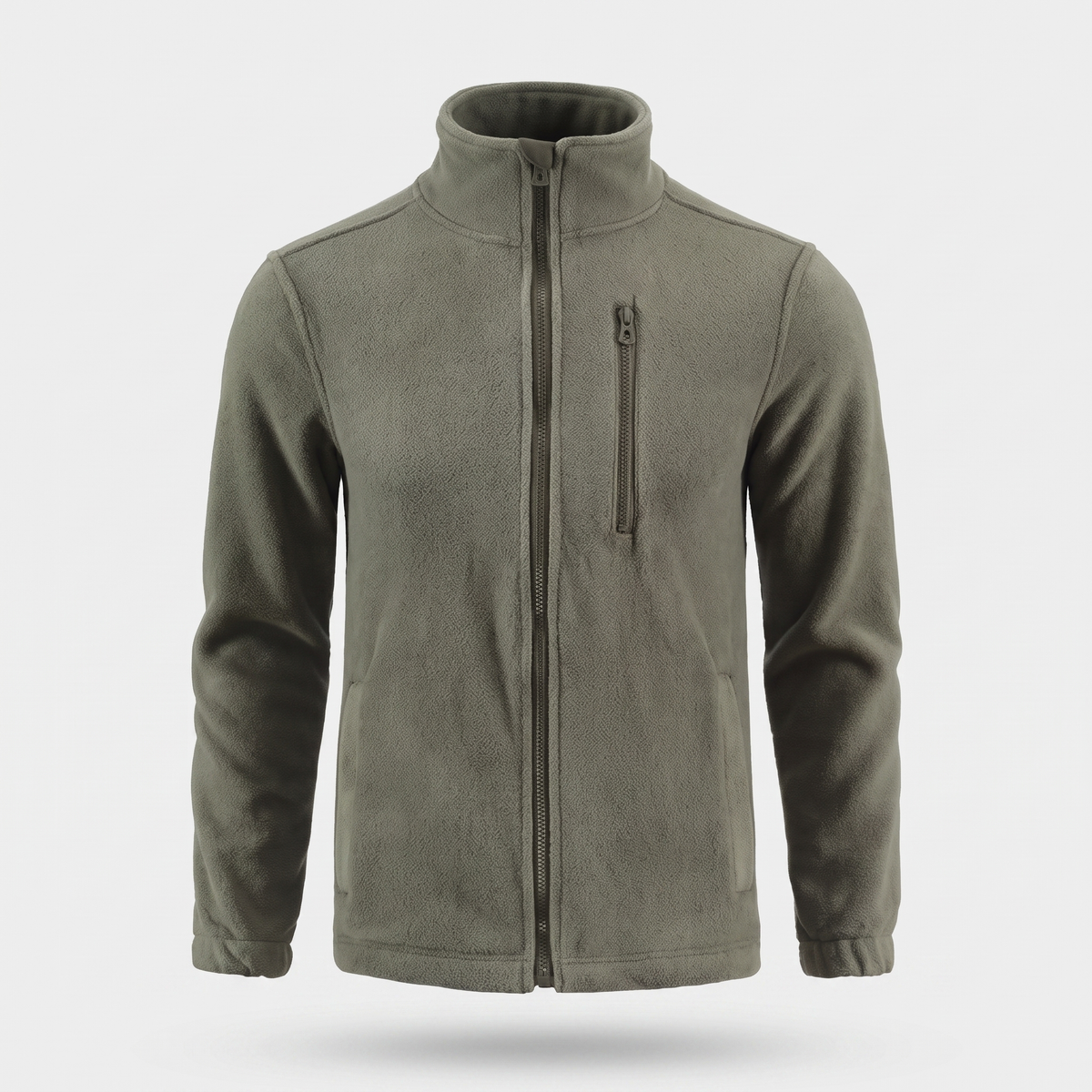 Herren Camo-Fleecejacke – durchgehender Reißverschluss, Stehkragen