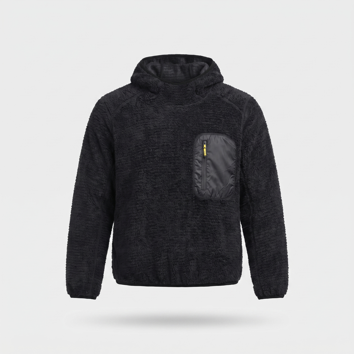 Fleece-Hoodie – Sherpa-Pullover mit Kapuze und Reißverschlusstasche