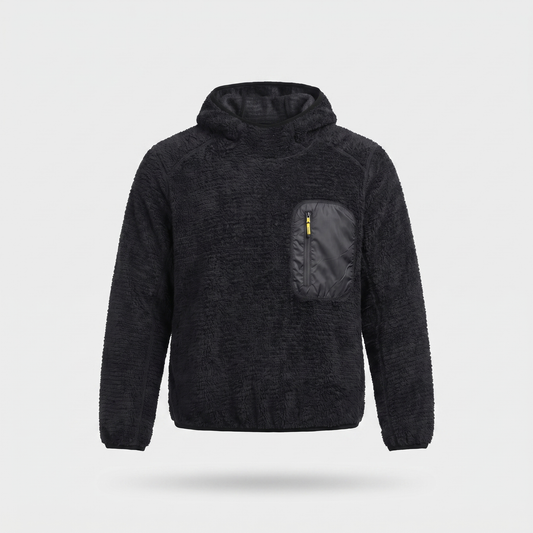 Fleece-Hoodie – Sherpa-Pullover mit Kapuze und Reißverschlusstasche