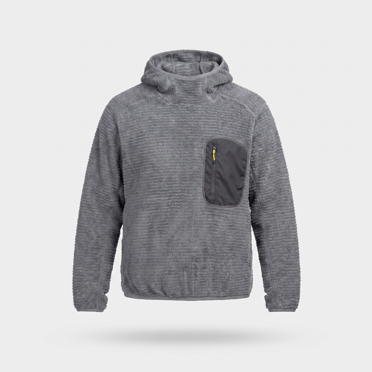 Fleece-Hoodie – Sherpa-Pullover mit Kapuze und Reißverschlusstasche