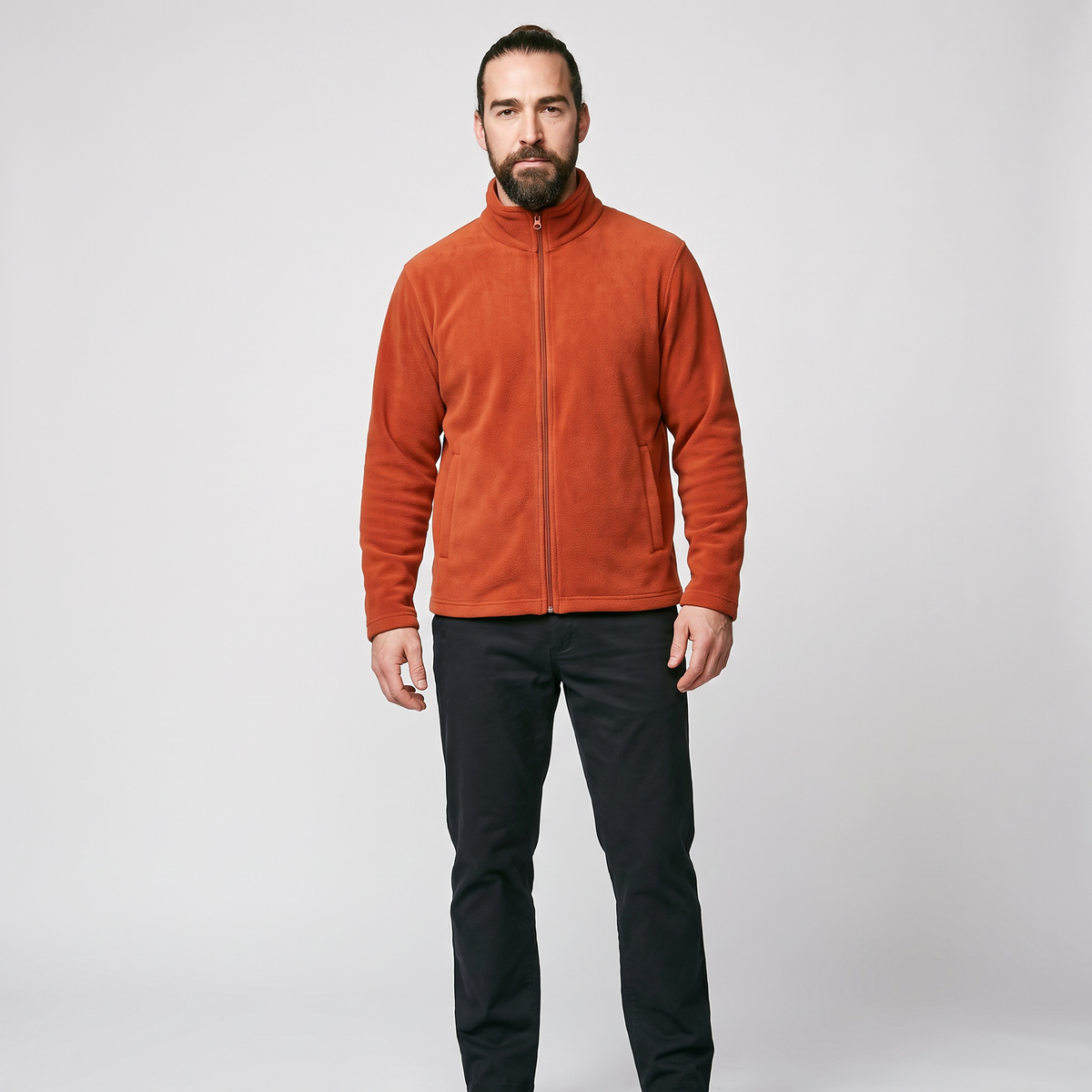 Herren Fleecejacke mit durchgehendem Reißverschluss – entspannte Passform