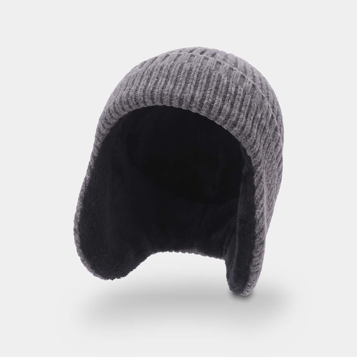 Herren Beanie mit Ohrenklappen – Fleece gefüttert, wollig, winterfest