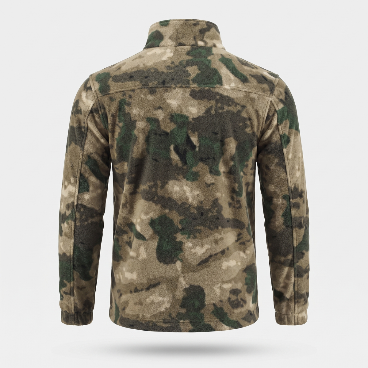Herren Camo-Fleecejacke – durchgehender Reißverschluss, Stehkragen