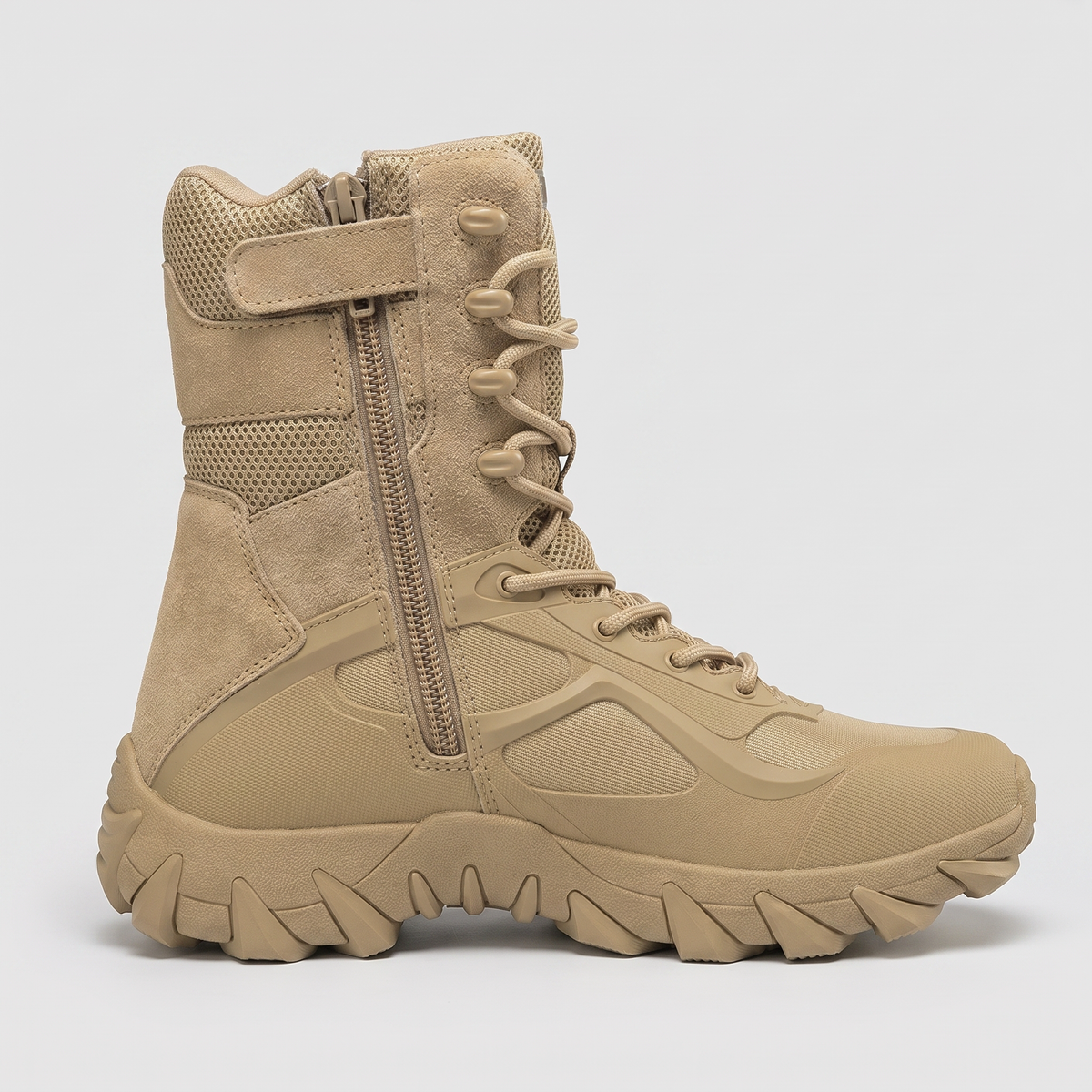 Herren Wanderstiefel mit Seitenreißverschluss – Schnür-Wanderschuhe mit Profilsohle