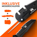 Wolfgangs UNDIQUE Zweihand-Messer Set aus 440C Stahl - LEGAL in Deutschland zu führen - Survival-Messer mit Multifunktions-Klinge - Outdoor-Messer Klapp-Messer - Taschen-Messer - Mit Messerschärfer