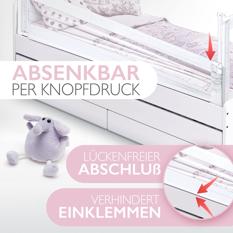 Kids Supply Bettgitter [150x80cm ] - Sicheres & höhenverstellbares Bettschutzgitter [70-90cm] - Rausfallschutz Bett für Kinder Bett & Elternbett [Eine Seite]