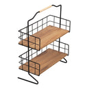 [en.casa] Tischregal Sallingsund Küchenregal mit 2 Ablageflächen Gewürzaufbewahrung 41,5 x 32 x 15 cm Küchen-Organizer Schwarz/Holzfarben