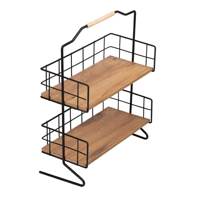 [en.casa] Tischregal Sallingsund Küchenregal mit 2 Ablageflächen Gewürzaufbewahrung 41,5 x 32 x 15 cm Küchen-Organizer Schwarz/Holzfarben