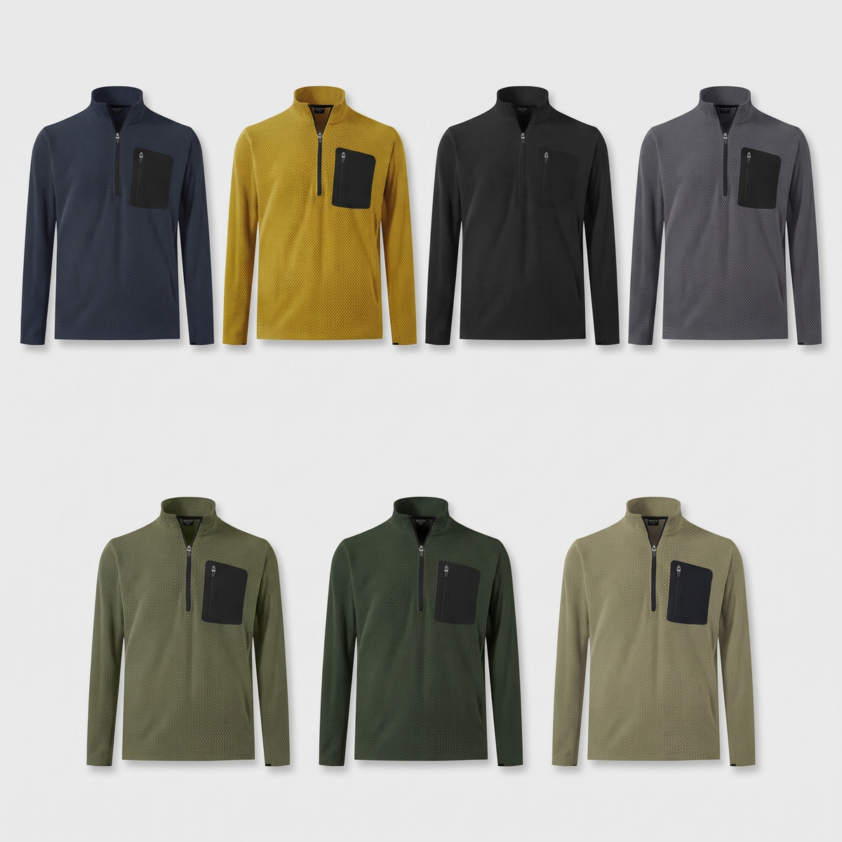 Herren Quarter-Zip-Pullover – strukturierter Fleece-Midlayer mit Brusttasche