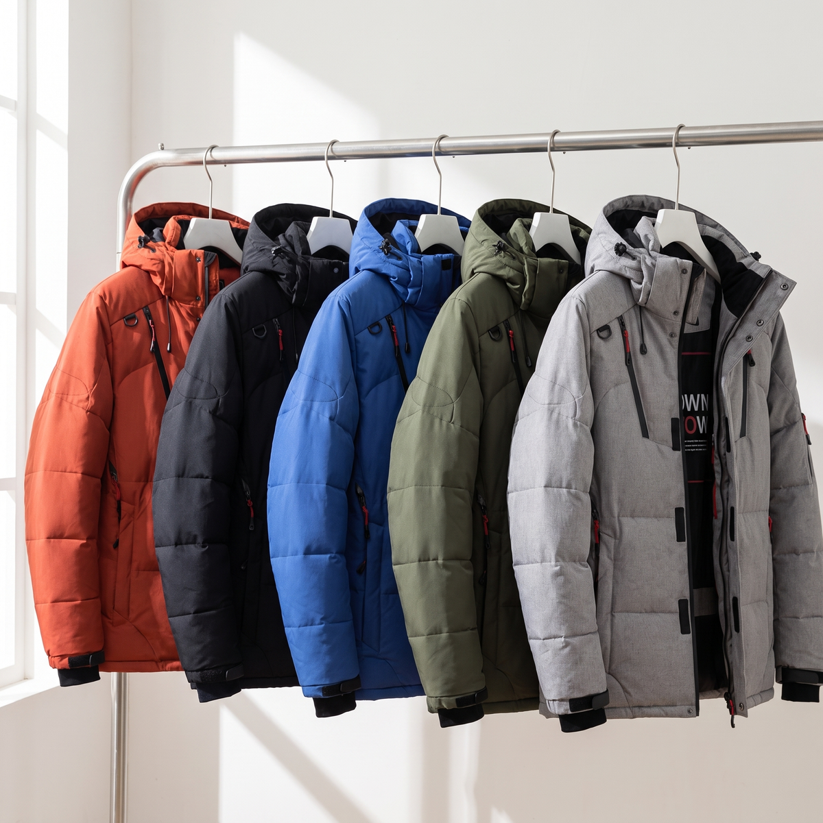 Herren Steppjacke mit 7 Taschen – Daunenjacke mit Kapuze für den Winter