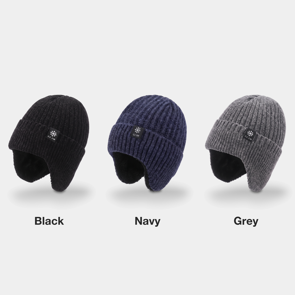 Herren Beanie mit Ohrenklappen – Fleece gefüttert, wollig, winterfest