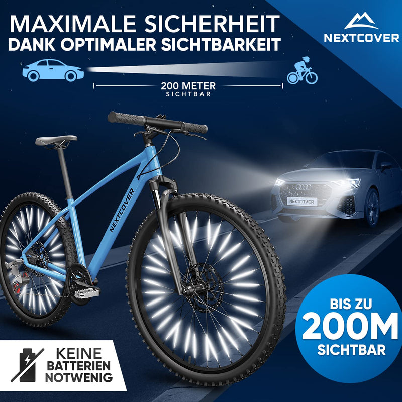 Nextcover® Speichenreflektoren Fahrrad 72 Stück [3M Scotchlite] für maximale Sichtbarkeit bei Nacht I StVZO zugelassene Speichen Reflektoren Fahrrad I Fahrrad Reflektoren für gängige Speichen