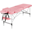 Yaheetech Mobile Aluminium Massageliege Höhenverstellbar 2-Zonen Massagebett mit Kopfstütze & Armlehnen & Tasche, Hellrosa