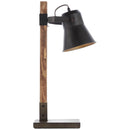 BRILLIANT Lampe, Decca Tischleuchte schwarz stahl, 1x A60, E27, 10W, Holz aus nachhaltiger Waldwirtschaft (FSC)