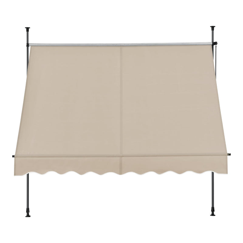 pro.tec Klemmmarkise Stem Markise ohne Bohren 150 x 120 x 220-309 cm Balkonmarkise mit Handkurbel Sonnenschutz Stahlgestell Sandfarben