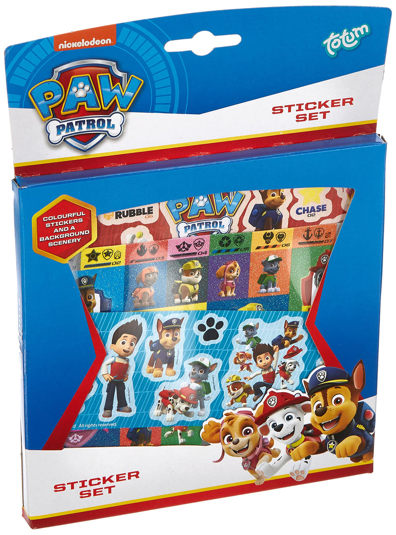 Totum BJ720022 Patrol Stickerbox mit 3 Stickerbögen und über 50 Stickern mit Chase, Marshall, Rocky, Zuma, Rubble, Skye und Everest – TM Essentials 720022