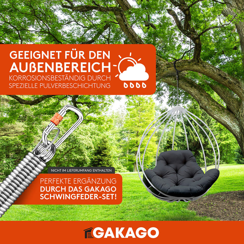 Gakago Verlängerungskette als Hängesessel Kette, Schaukel Verlängerung, Boxsack Halterung - Extra Starke Stahlkette mit S-Haken, Drehwirbel und Karabiner - Flexible Aufhängung auch für Draußen