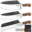 Wolfgangs Kochmesser Set 3tlg. – Chefmesser, Schneidemesser & Brotmesser –scharfes Küchenmesser & -sets mit rostfreier Edelstahlklinge – Premium Küchenmesser scharf – Profi Messer Set (braun)