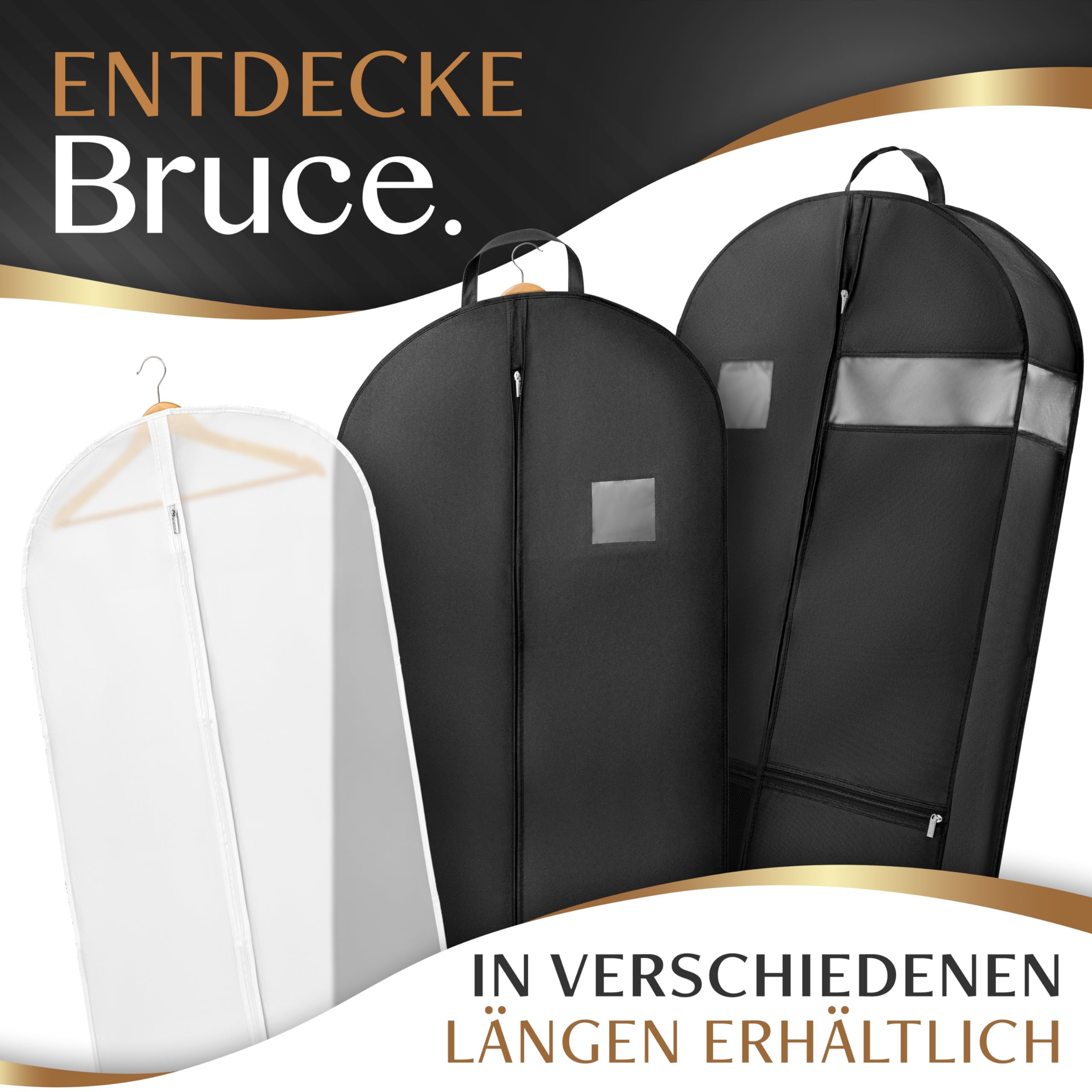 Bruce.® 6x Kleidersack Transparent 100x60 cm, Hochwertige Kleiderhülle für Mäntel, Jacken, Kleider und Anzug, Atmungsaktive Anzugtasche Reisetasche, Kleiderhüllen Transparent PEVA