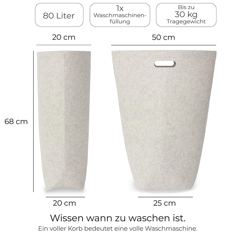 Wäschekorb | Designer Wäschesammler 80 Liter | Wäschekorb Beige aus Filz | Elwin Neiles ORIGINAL | Wäschebox und Wäschesortierer | Laundry Baskets | Wäschekorb groß