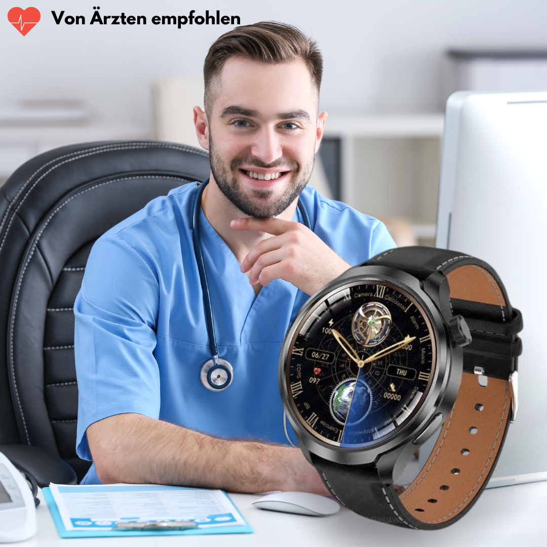 Rebolet | VitalSense Pro X - Gesundheits-Smartwatch mit Lederarmband (2025)