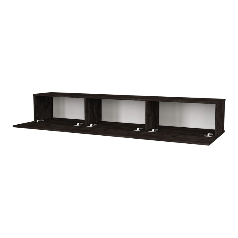 [en.casa] Fernsehschrank Vihti mit 3 Staufächern Lowboard 180x31x29,5cm Hängeboard schwebend Eiche, schwarz