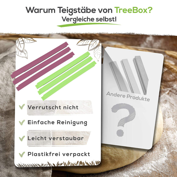 TreeBox Profi Teigstäbe aus Silikon - 3er Set moderne Teighölzer, Fondant und Teig gleichmäßig ausrollen, Antirutsch- und Antihaftwirkung