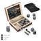 Whisky Steine Set - 12 Wiederverwendbare Basalt Eiswürfel, Zange + Stoffbeutel, Whiskey Ice Cubes Kühlsteine Bar Zubehör Cocktail Rocks Gin Stones Dekorationszubehör Geschenk Whiskysteine