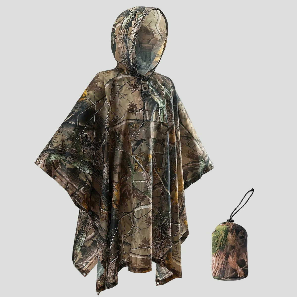 Camouflage-Regenponcho mit Kapuze – wasserabweisend