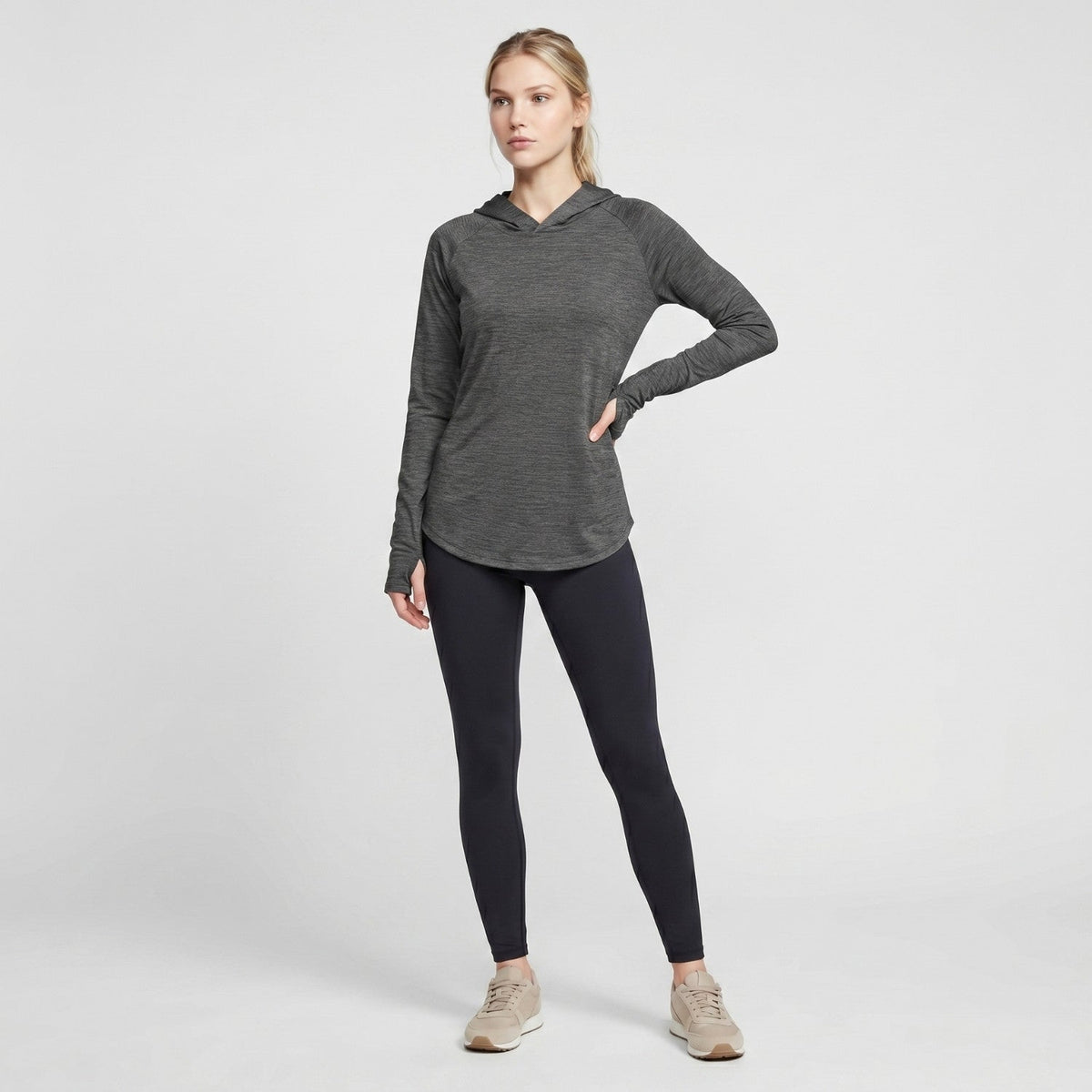 Damen Sonnenhoodie mittelschwer – UPF 50+ UV-Schutzoberteil mit Kapuze