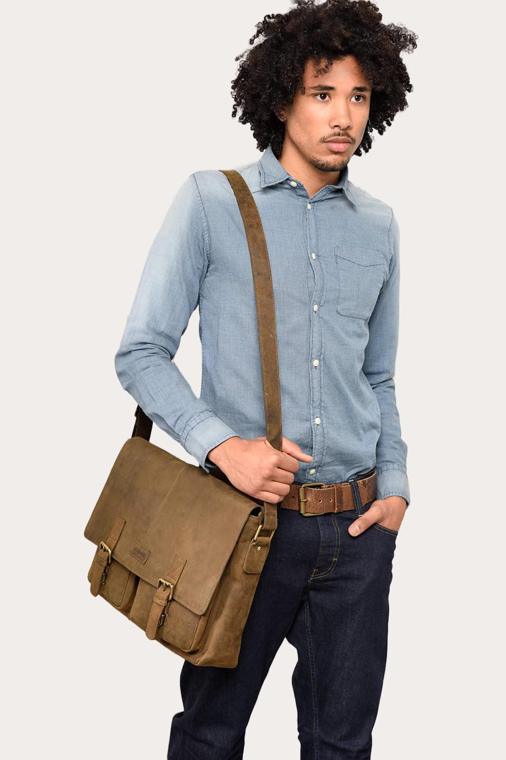 LEABAGS Messenger Bag Männer Vintage, Cambridge Echtleder Herren Umhängetaschen Aktentasche Herren & Damen Leder Laptoptasche Groß bis 15 Zoll Umhängetasche mit Schultergurt