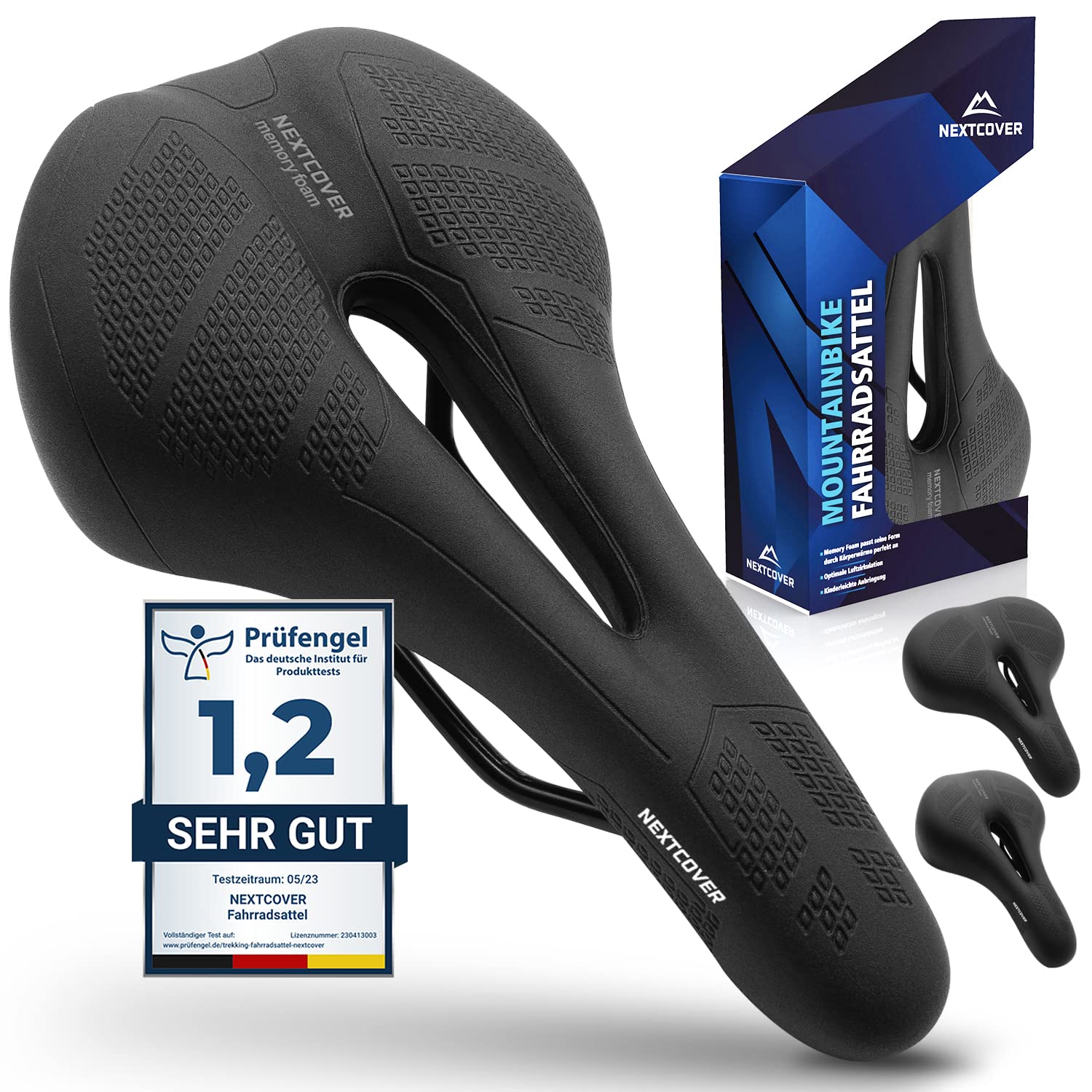 NEXTCOVER® Fahrradsattel mit Memory-Foam 2.0 und [Volume-Air] Federung I maximaler Fahrkomfort I ergonomischer Fahrrad Sattel für Damen & Herren I Sattel bequem I Rennrad, Trekking, City