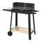 casa.pro Grillwagen Ari Holzkohlegrill BBQ Grillrost aus emailliertem Edelstahl Gartengrill 2 Räder Windschutz mit Grillrosthöhenverstellung 78x86x30cm Schwarz/Holz