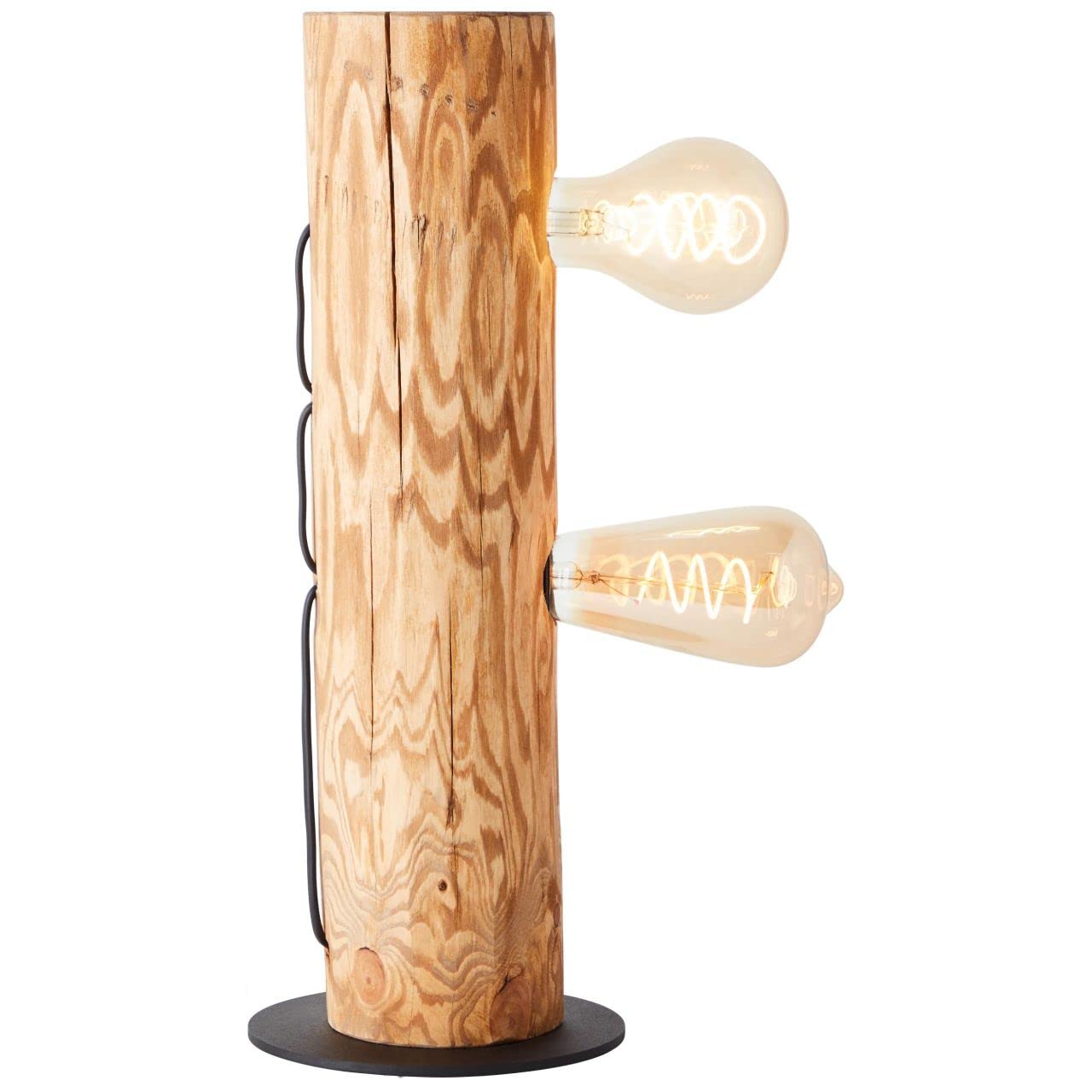 BRILLIANT Lampe, Odun Tischleuchte 2flg kiefer gebeizt, 2x A60, E27, 25W, Holz aus nachhaltiger Waldwirtschaft (FSC)