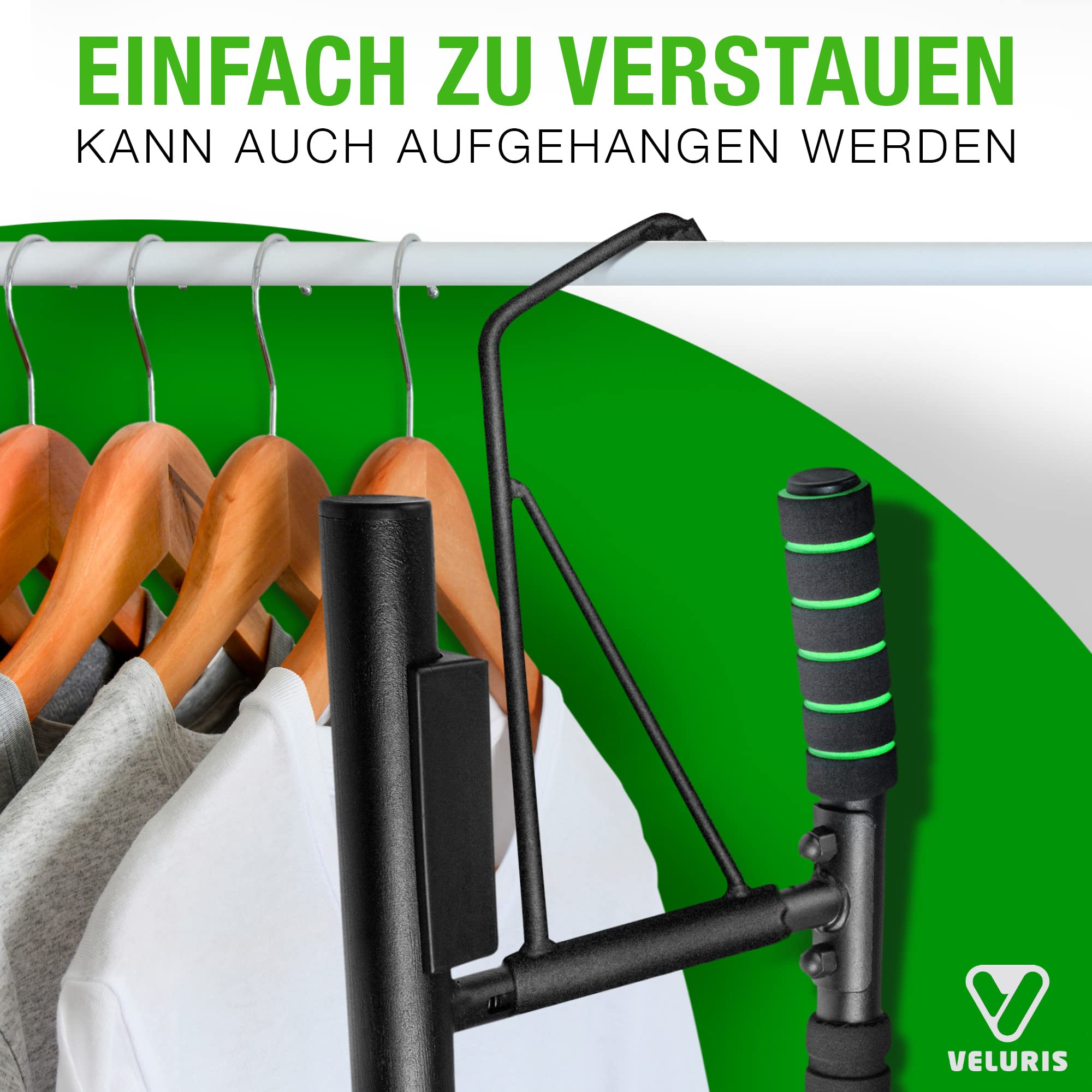 Veluris Klimmzugstange Türrahmen - Stark belastbare Pull up bar [bis 200 KG]- Türreck ohne Aufbau - 20 cm höher im Rahmen - Auch für Dips&Push Ups (abgerundet)