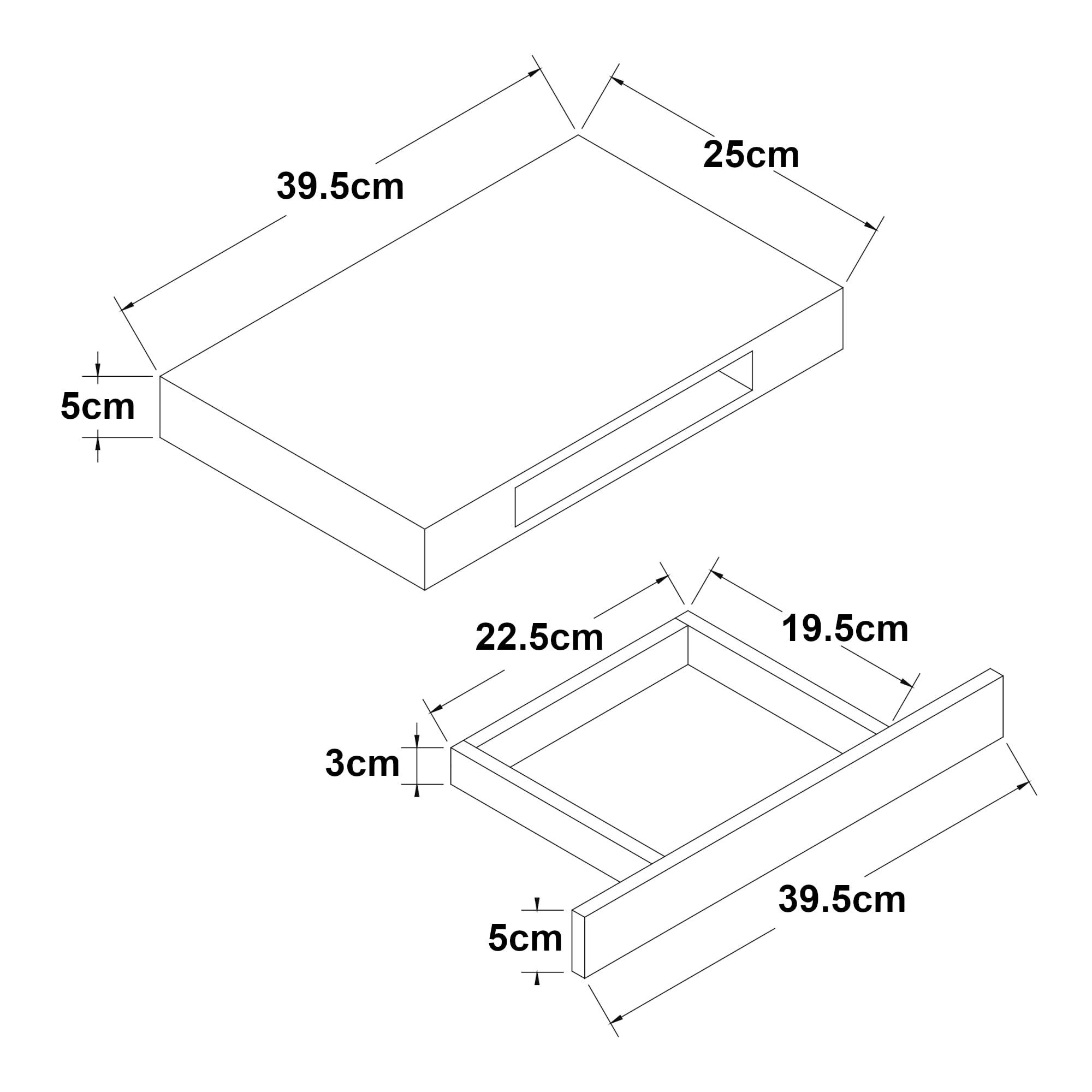 [en.casa] Wandregal Hyvinkää mit Schublade Hängeregal Betonoptik 39,5 x 25 x 5 cm Wandboard