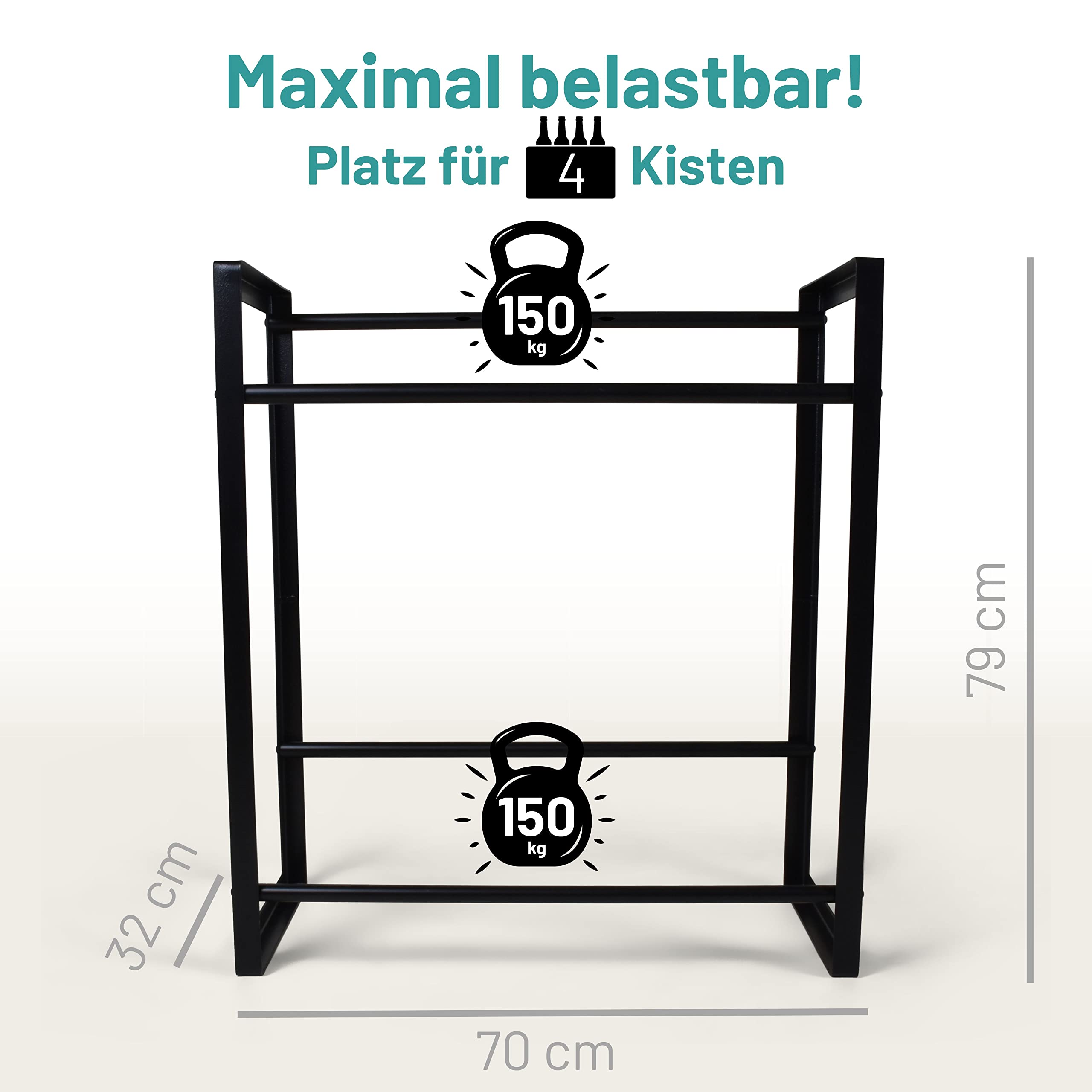 D&D Living® Getränkekistenregal | Massives Getränkeregal freistehend & stabil - Regal für 4 Getränkekisten aus Metall